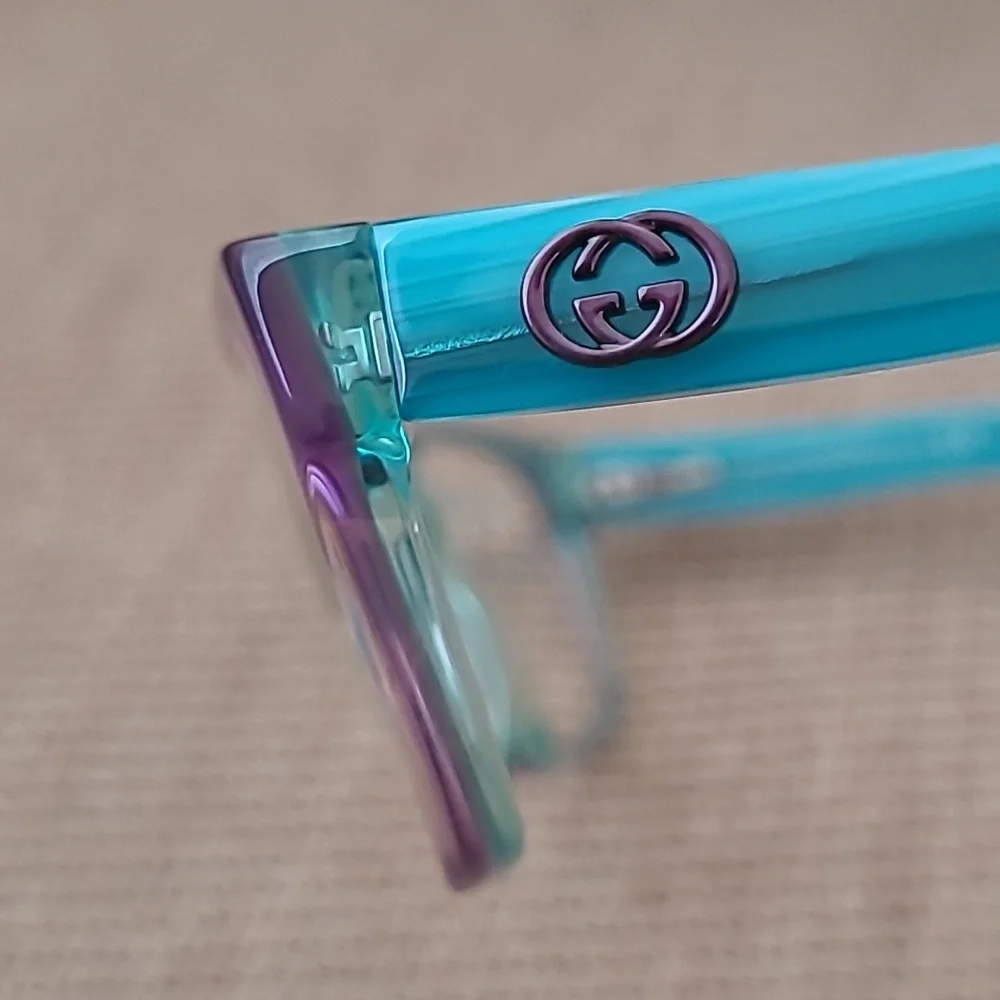 GUCCI TRANSLUCENT TEAL LAVENDER EYEGLASS FRAME